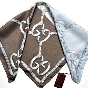 Gucci Logo Chains Color-Block Silk Scarf